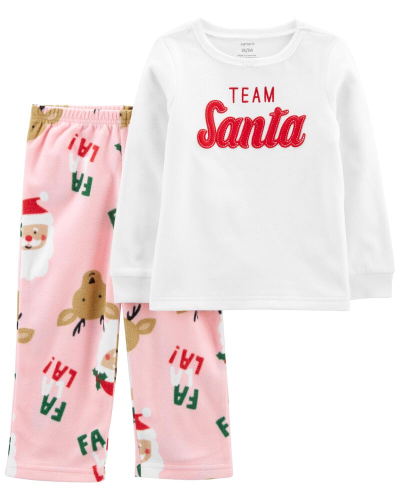 Carter's Baby Girls' Pink Christmas Santa 2 Piece Fleece Pajamas Outfit Set 12M